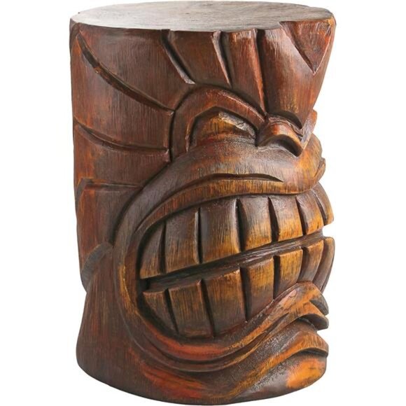 Design Toscano Grand Tiki Face Kanaloa Teeth Indoor/Outdoor Side Table Statue - Picture 2 of 6
